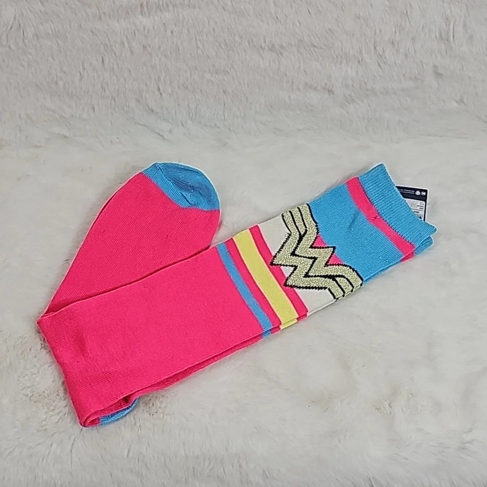 DC Wonder Woman Kneww High Pink Women's Socks Size 4-10